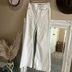 Free People white flare high waisted jeans